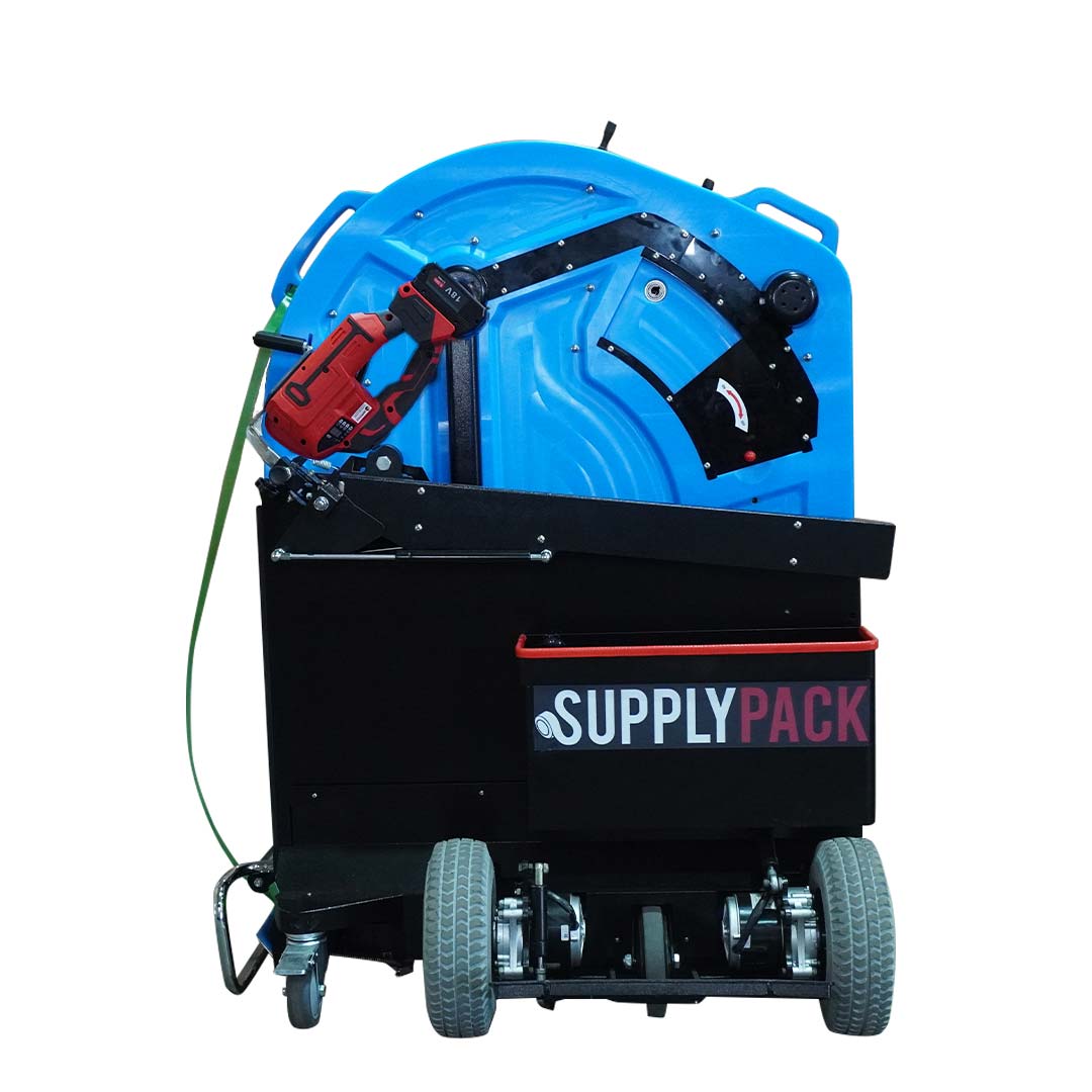 Vista traseira da SPG-800A com esticador a bateria e chassi Supplypack